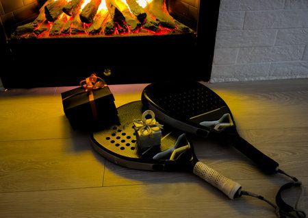 padel rackets and gifts for christmasの写真素材