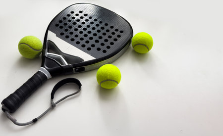Isolated paddle tennis objects. padel racketの写真素材