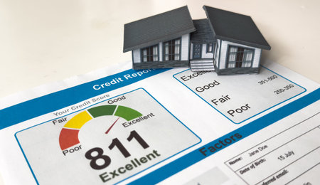 Credit score report on business report document.の写真素材