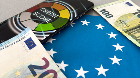 report credit score banking borrowing application risk form document loan business market policy deployment data check workplace concept - stock imageの写真素材