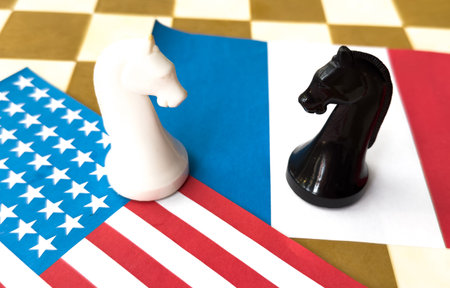 chess flags usa and franceの写真素材
