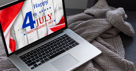 4th of July text, United States of America. USA Happy Independence Day concept, copy space.の写真素材