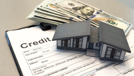 report credit score banking borrowing application risk form document loan business market policy deployment data check workplace concept - stock imageの写真素材
