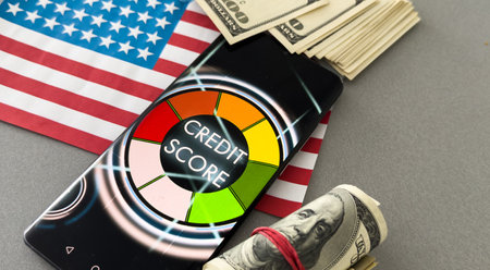 report credit score banking borrowing application risk form document loan business market policy deployment data check workplace concept - stock imageの写真素材