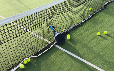 paddle tennis ball near the net, racket sportsの写真素材