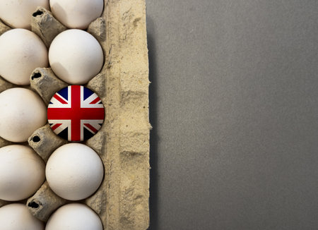 Eggs, one egg with the flag of Englandの写真素材