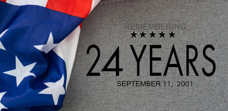 Patriot Day banner template. September 11 Memorial Day for the United States of America concept. Remembrance Day for the Victims of the Terrorist Attacks. Patriot Day photo collage.の写真素材