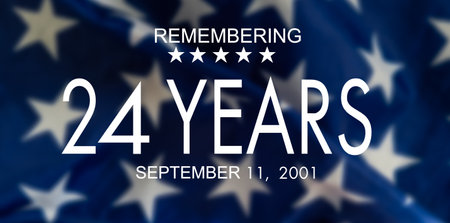 Patriot Day banner template. September 11 Memorial Day for the United States of America concept. Remembrance Day for the Victims of the Terrorist Attacks. Patriot Day photo collage.の写真素材