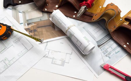 building house - project for construction industry background