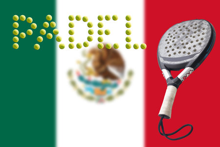 padel tennis racket and mexico flagの写真素材