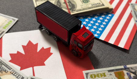 Tariff War shipping, trade and commerce concept with truck