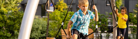 kids boy and girl looking up