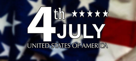 July 4 Independance day Patriotic Symbols USA. National celebration Fourth of July federal holiday United States. American flag Stars and Stripes Red, White, and Blue Old Glory Star-Spangled Bannerの写真素材