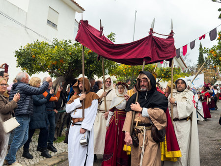 PADERNE, PORTUGAL, January 1st, 2026: Medieval costume characters in Medieval fair event.
