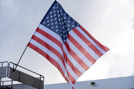American Flag. American Flag Waving in the wind. Close Up of an American Flag for Memorial Day or...
