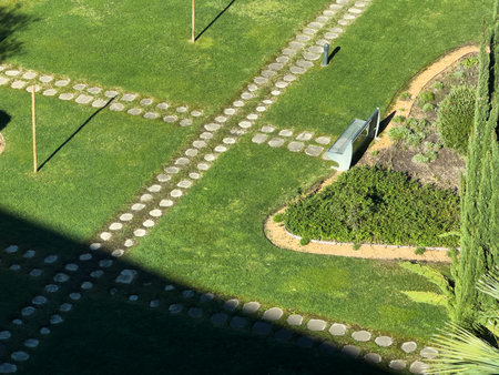 Stone walkway in the garden