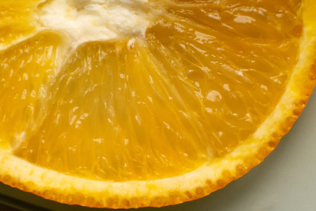 the orange slice a round incision close-up top view