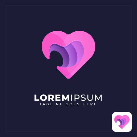 abstract heart shape illustration  colorful gradientのイラスト素材