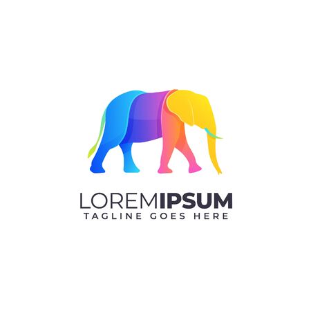 Elephant logo illustration Colorful Gradientのイラスト素材