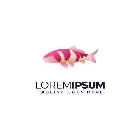 koi japan carp fish logo illustration colorful gradientのイラスト素材