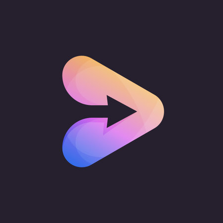 play media button abstract arrow colorful gradient. logo icon for web and mobile application in...