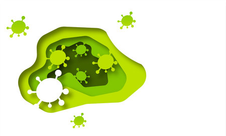 A piece of paper with a virus as if it entered the cavity.のイラスト素材