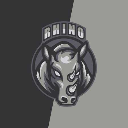 Strong and powerful logo depicting an angry Rhinos in e sports logo styleのイラスト素材