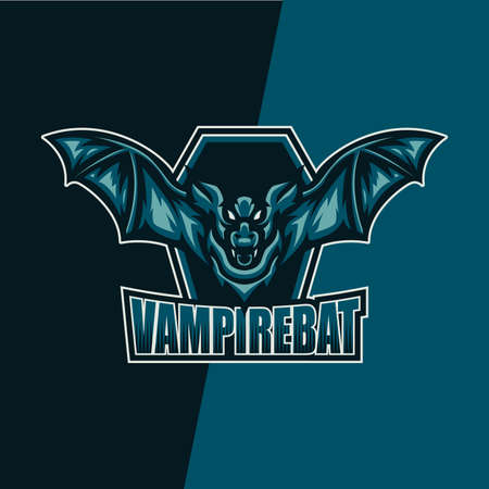 The bat mascot. sport logo design. For electronic sport gaming logo or twitch and t-shirt.のイラスト素材