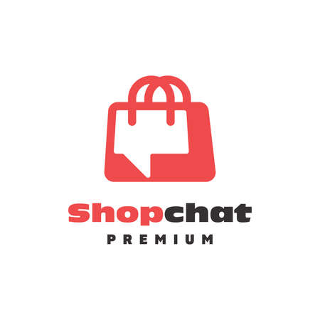 Shopping chat vector logo template. This design use speak and building store symbol. Suitable for businessのイラスト素材