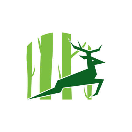Deer Jungle logo. Abstract, creative logo design Colour and text can be changed according to your need.のイラスト素材