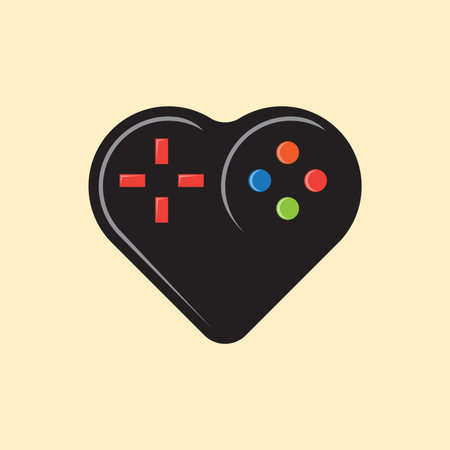Gamepad in heart share. Video game love symbol.. Game tournament achievement. Game assets.のイラスト素材