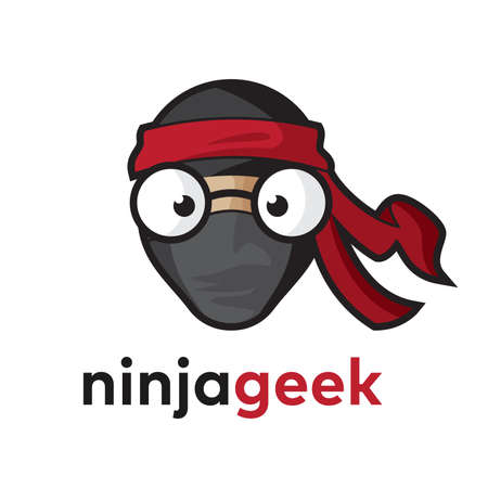 The unique Ninja Geek character wears a headband. Mascot design conceptのイラスト素材