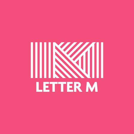 Initials M Branding Identity Corporate logo design template Isolated on red backgroundのイラスト素材