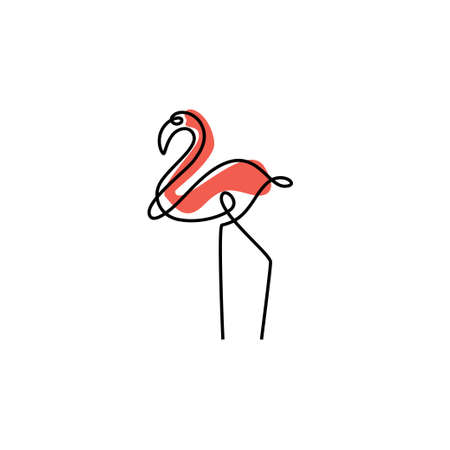 Flamingo logo vector line outline monoline icon illustrationのイラスト素材