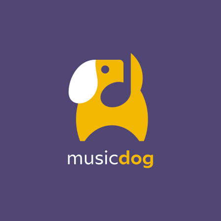 Music and Dog records logo template design. Vector illustration.のイラスト素材