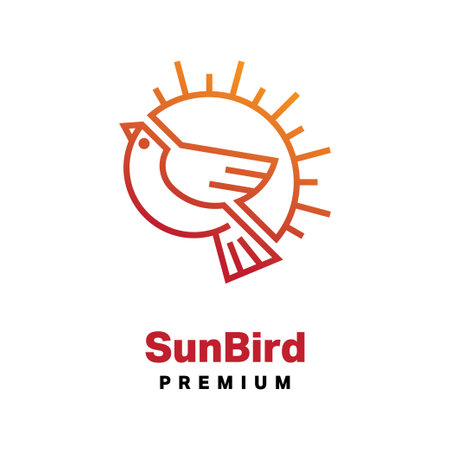 Sun bird logo design template. Birds fly over the sun. Creative vector icon design concept.のイラスト素材
