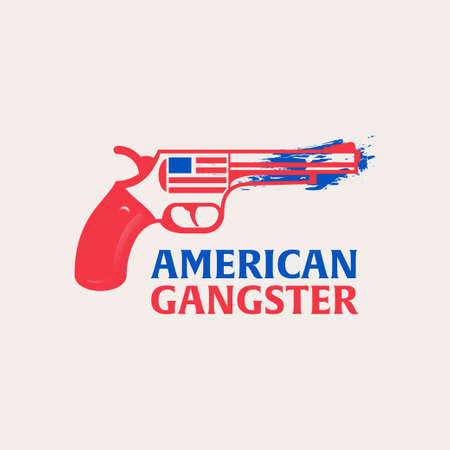Simple and outstanding logo template design that illustrates the gun and American flagのイラスト素材