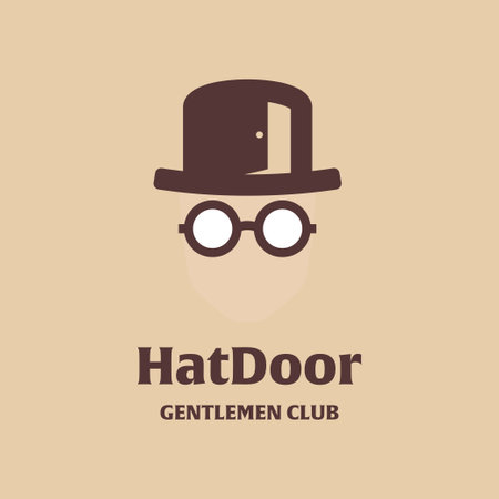Creative modern hat door logo design illustration using vintage hat and door icon templateのイラスト素材