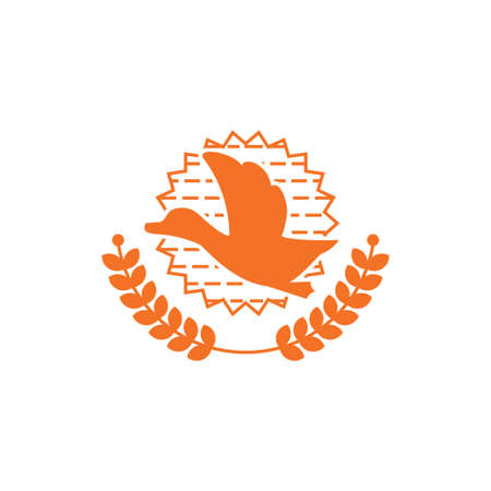 Flying duck logo vector illustration design,
Duck flying side view isolated on white backgroundのイラスト素材