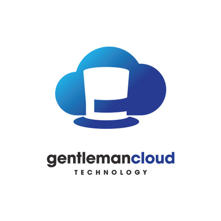 Gentleman Cloud vector logo design. Cloud and hat icon design.のイラスト素材