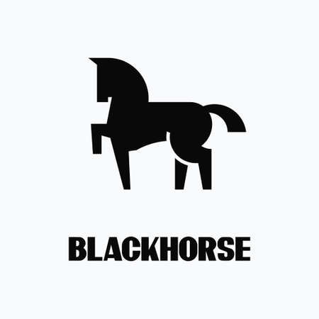 Quirky black horse elegant logo symbol vector, Simplicity silhouette conceptのイラスト素材