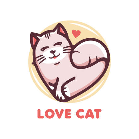 Abstract of a cat in the shape of a heartのイラスト素材