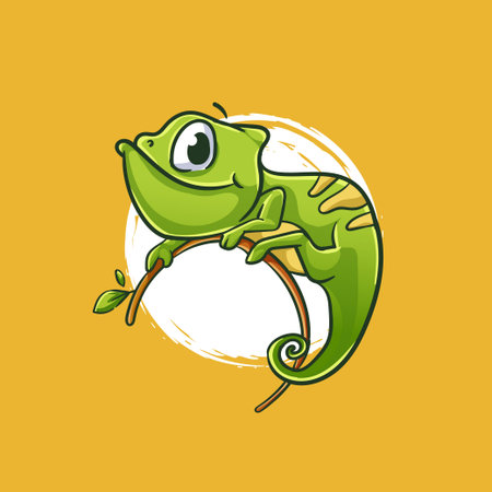 Exotic chameleon animal mascot vector illustration logo wild chameleon reptile mascot design, emblem design t shirt. vector illustrationのイラスト素材