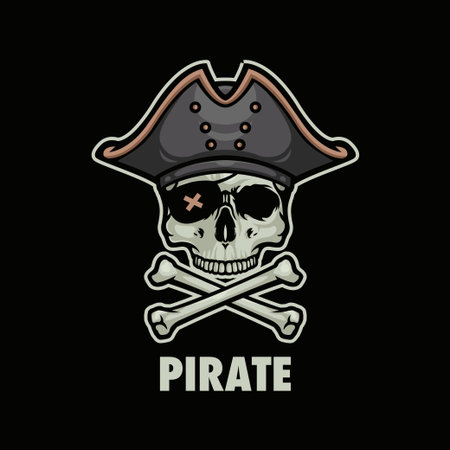 Pirate skull and crossbones bandana and glasses one on dark backgroundのイラスト素材