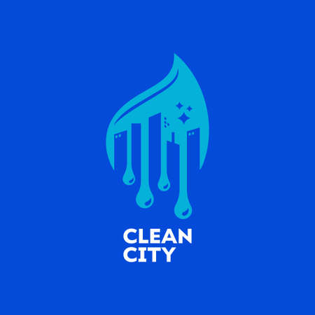 Clean logo template concept, Clean building city logo template, logo symbol iconのイラスト素材