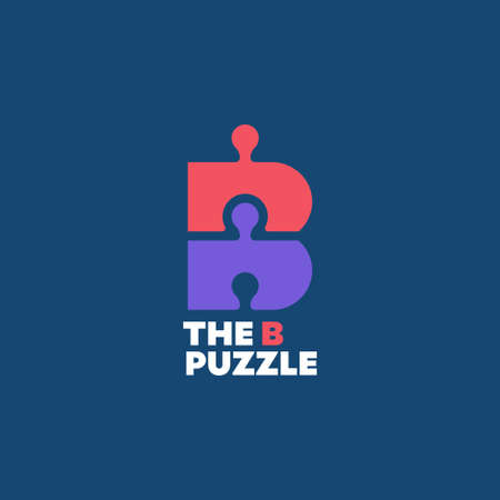 Vector graphic B puzzle logo symbol with negative space and sample textのイラスト素材