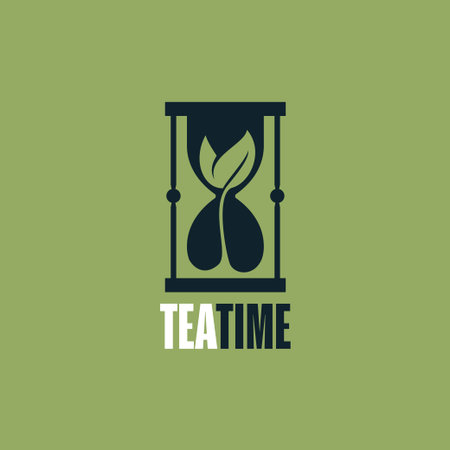 Hourglass and tea leaf symbol and icon for time and drink concept design or  vector icon design