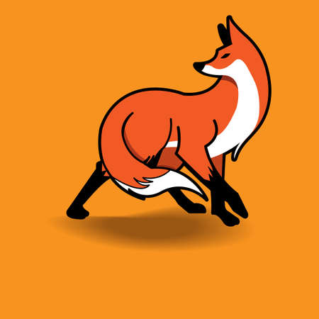 Fox design vector on orange background., Wild Animal.のイラスト素材