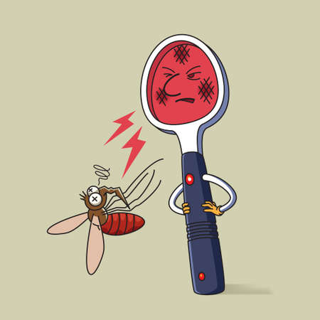 Illustration of mosquito net racket in scary style.のイラスト素材