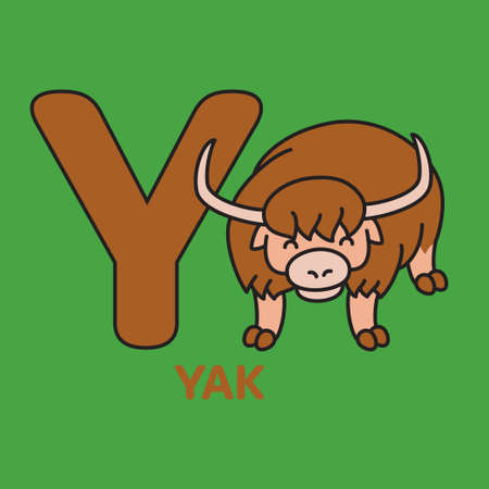 Cartoon alphabet with animals illustrations. english alphabet. Learn to read.のイラスト素材